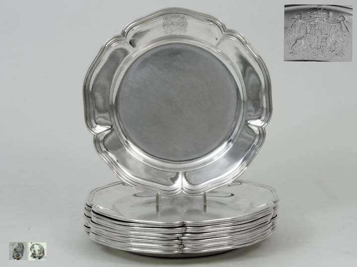 Twelve Silver Plates from the House of Thurn and Taxis